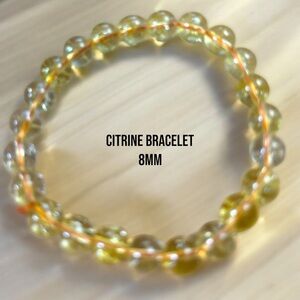 269B. Gold Beaded Bracelet with Citrine Spheres